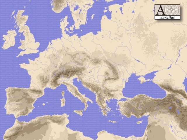 Map Of Europe Mountains And Rivers