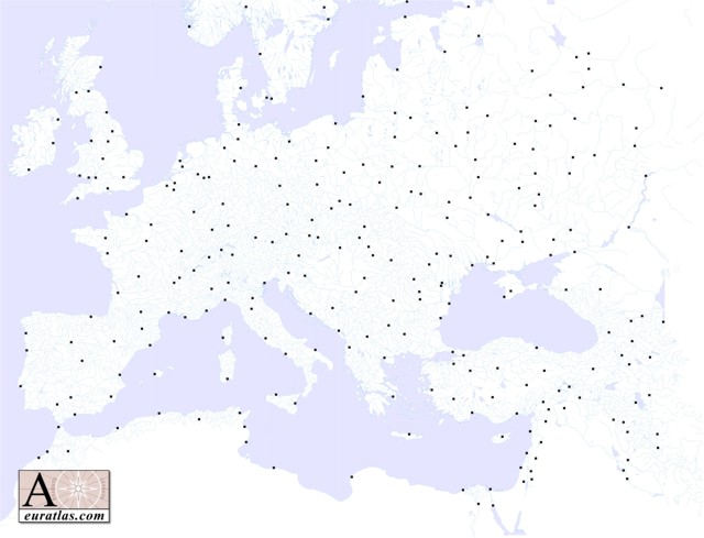 Click to download the Europe Rivers and Cities Blank Color